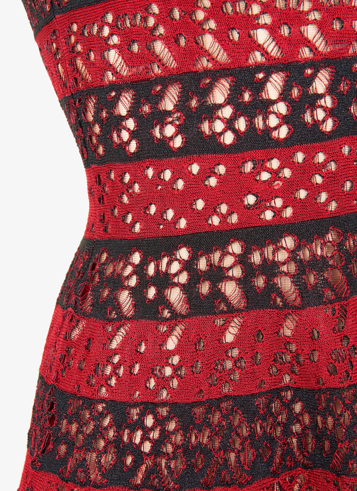 Flared Knitted Dress ALAÏA BLACK/RED FLARED KNITTED DRESS
